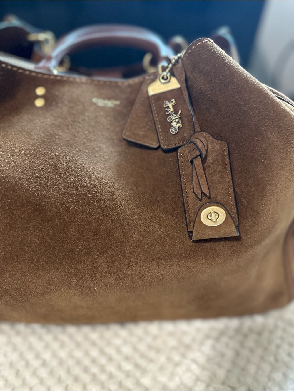 Coach Rouge 40 Suede & Soft Leather in Warm Brown Bag - Picture 2 of 15
